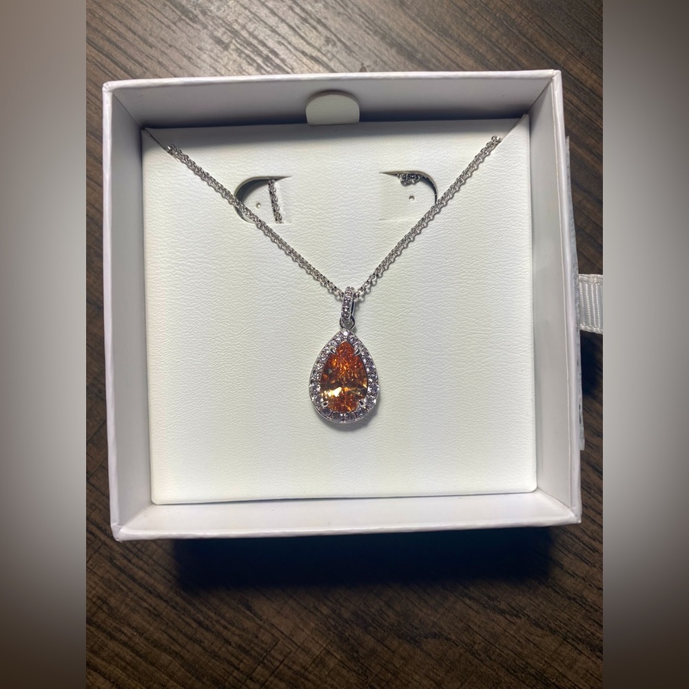 Champagne Cubic Zirconia Necklace with ring